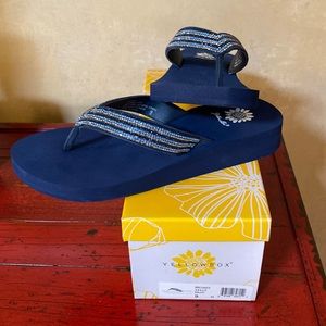 Yellow Box Whimsy Navy Blue Embellished Flip Flops